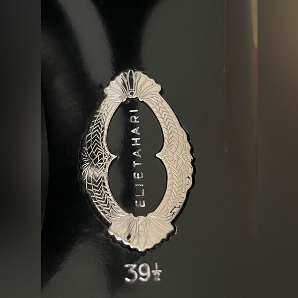 ElieTahari Classic Soft Leather Peep Toe Stiletto Shoes w/Knot Accent 39.5/ 7.5 - Picture 5 of 10